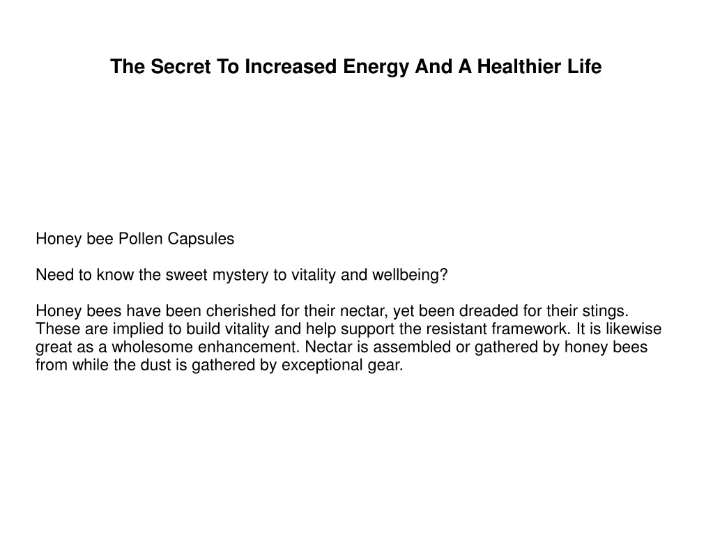 the secret to increased energy and a healthier life