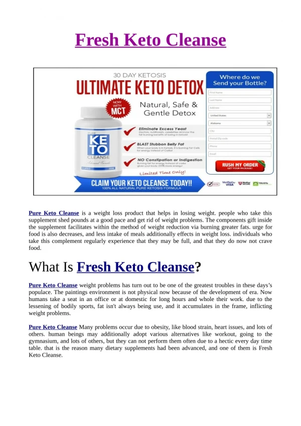 Where To Buy Fresh Keto Cleanse?