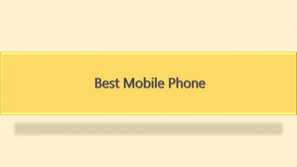 Best Mobile Phone
