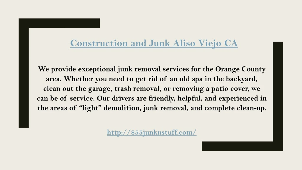 construction and junk aliso viejo ca