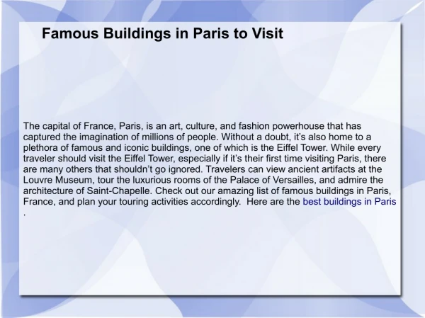 Paris Buildings in Paris