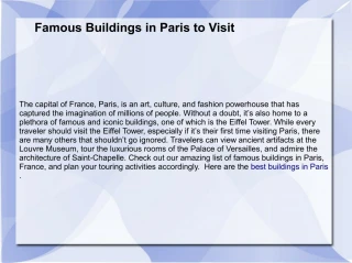 Paris Buildings in Paris