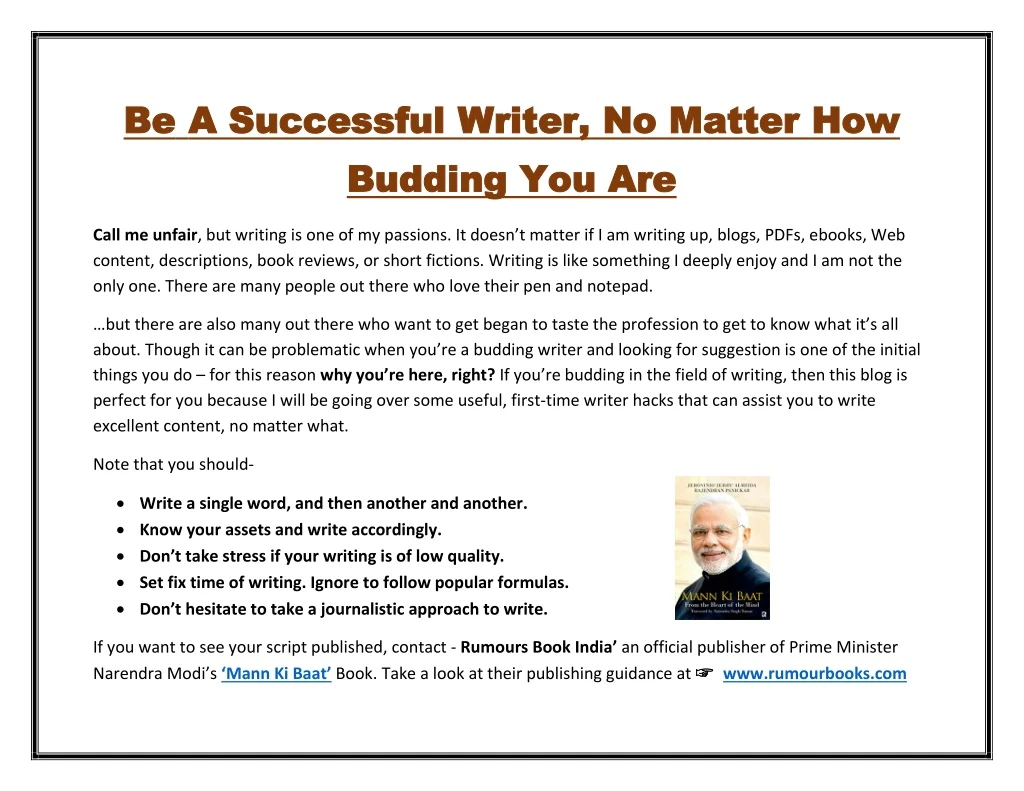 be be a successful writer no matter