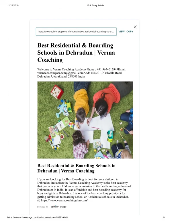 Best Residential & Boarding Schools in Dehradun | Verma Coaching Academy