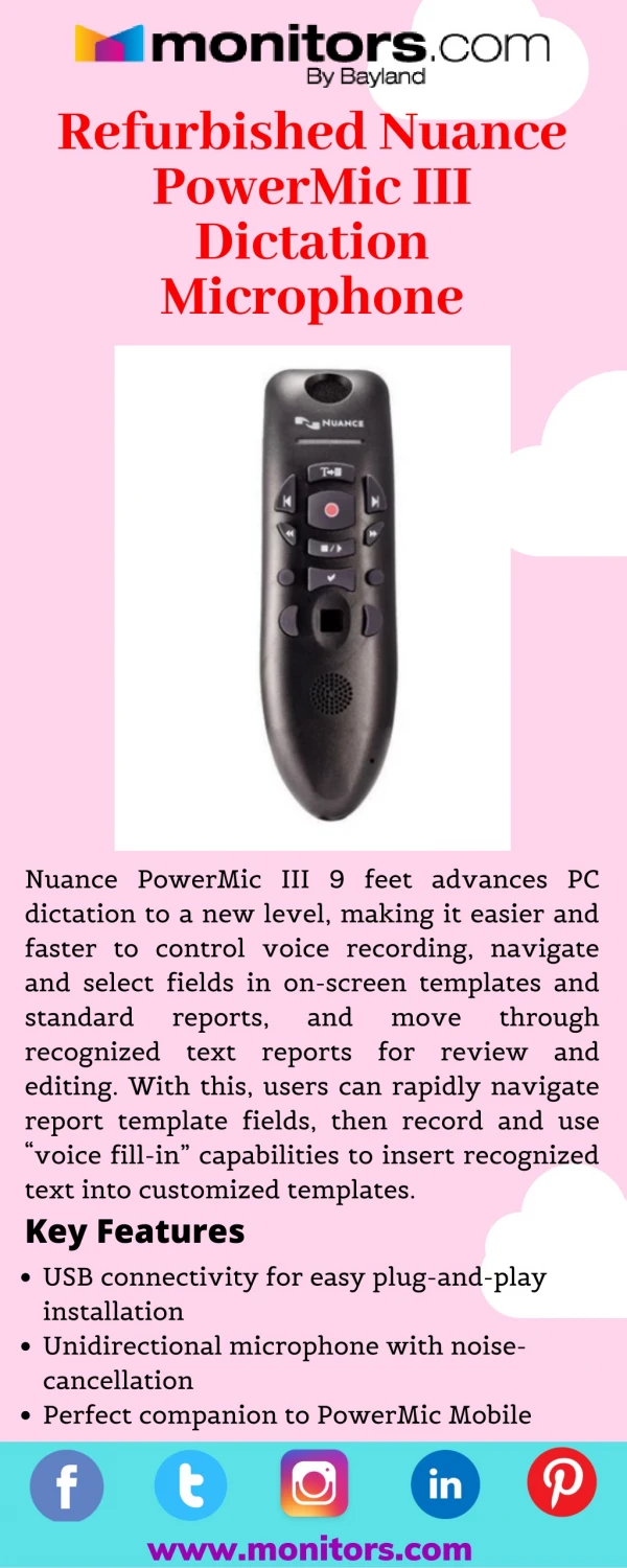 Advanced Nuance PowerMic III 9 feet Microphone