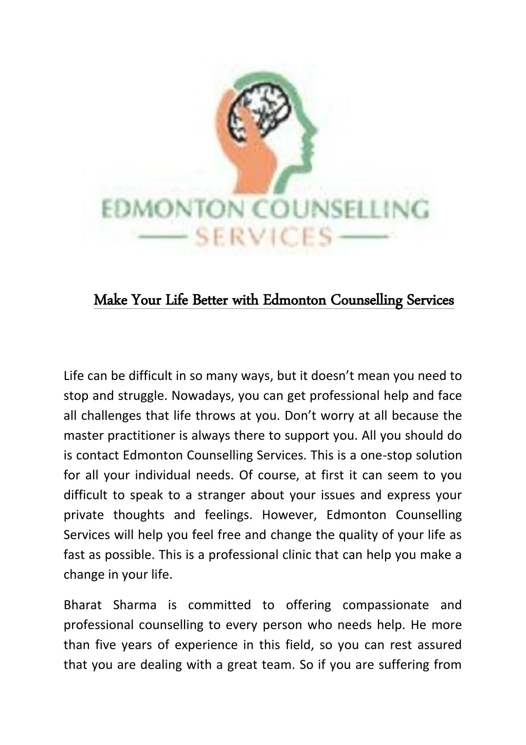 make your life better with edmonton counselling