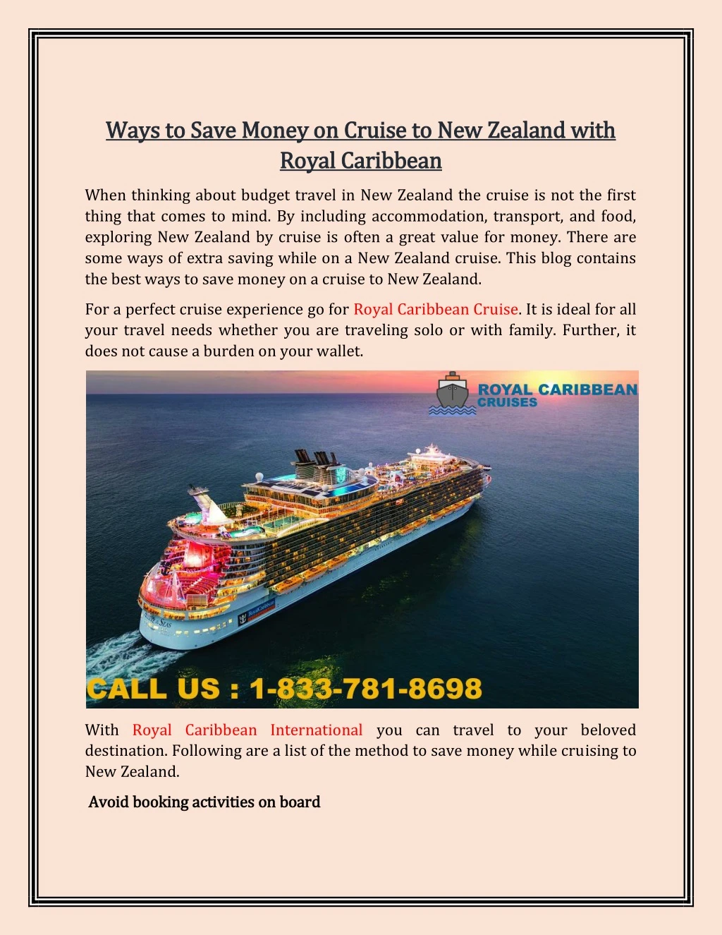 ways to save money on cruise to new zealand with