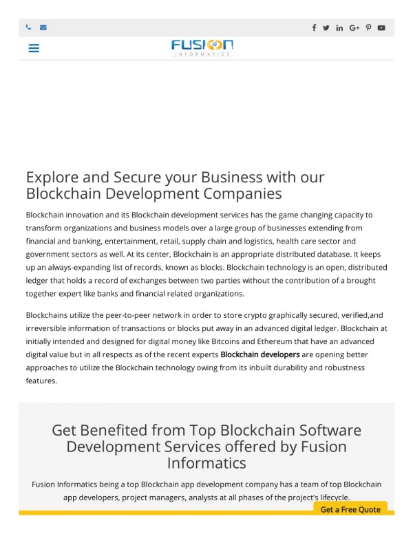 Top Blockchain App Development Company | Fusion Informatics