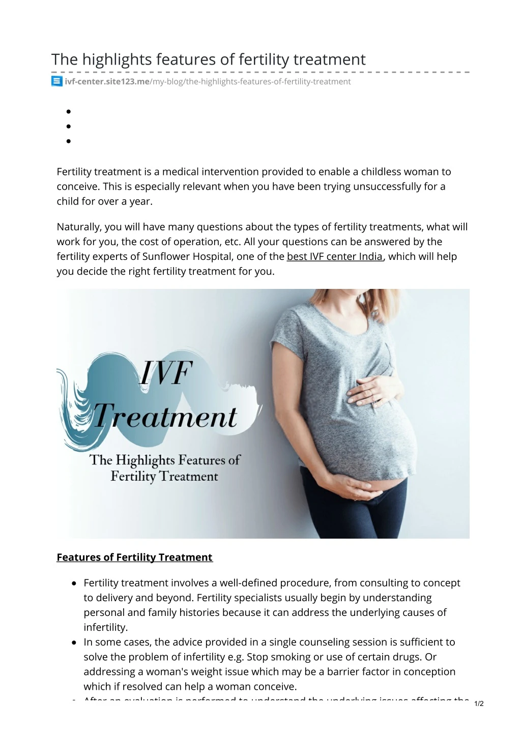 the highlights features of fertility treatment