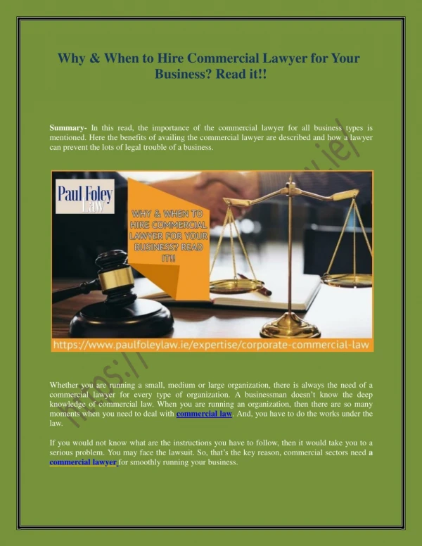 Why & When to Hire Commercial Lawyer for Your Business? Read it!!