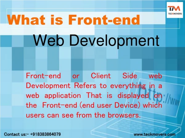 What is Front-end Web Development | Teckmovers Solutions
