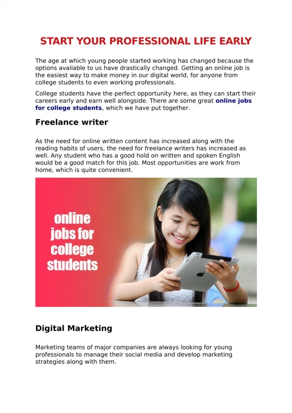 Great Online Jobs for College Students
