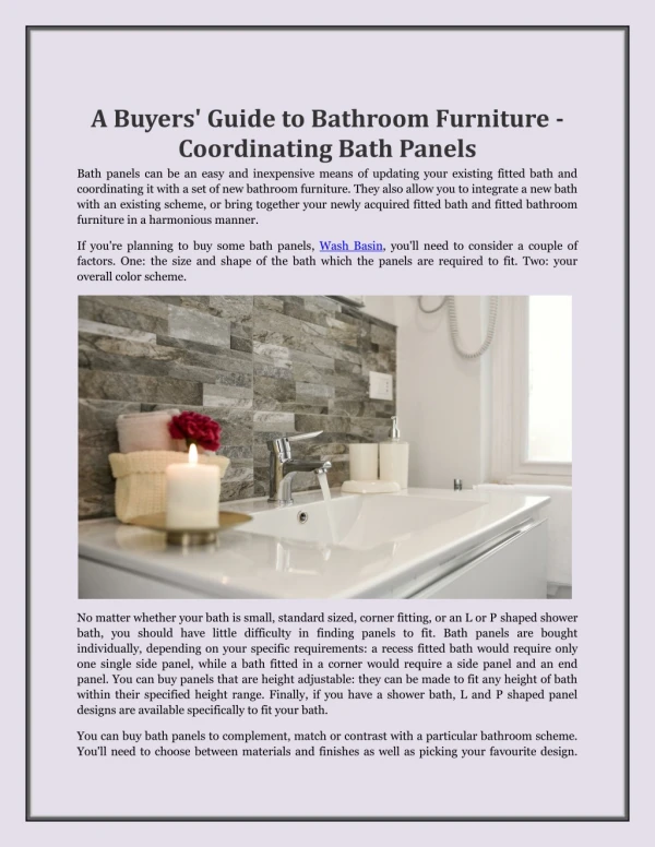 A Buyers' Guide to Bathroom Furniture - Coordinating Bath Panels