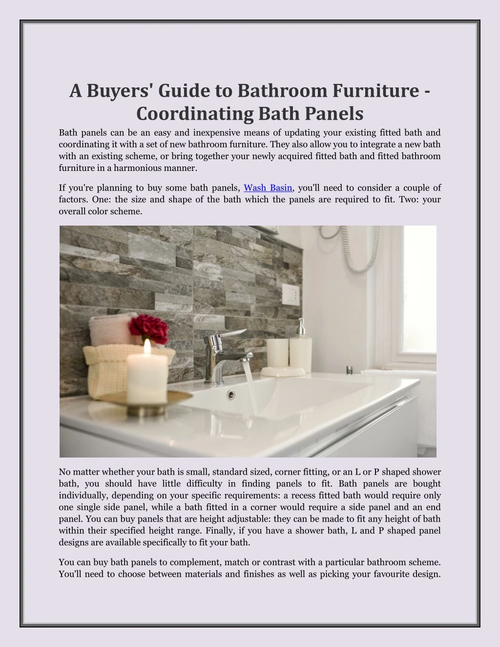 a buyers guide to bathroom furniture coordinating