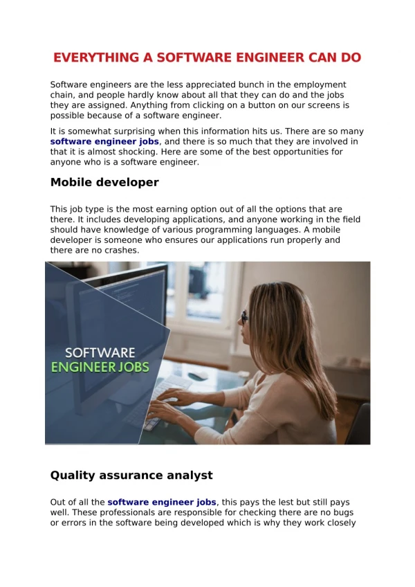 Software Engineeer Jobs Only at EmploynDeploy