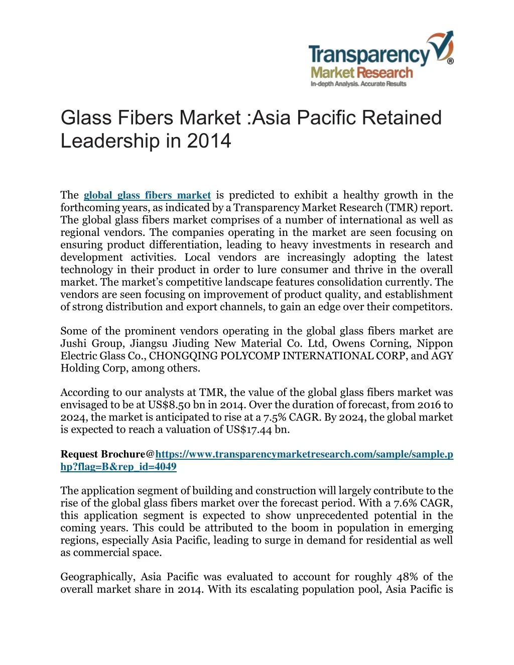glass fibers market asia pacific retained