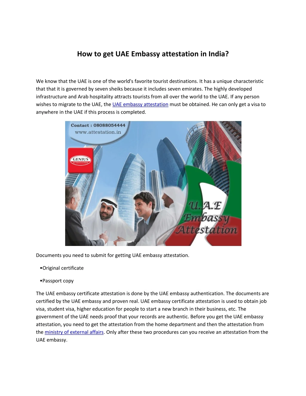 how to get uae embassy attestation in india