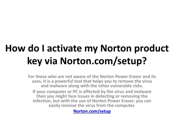 How do I activate my Norton product key?
