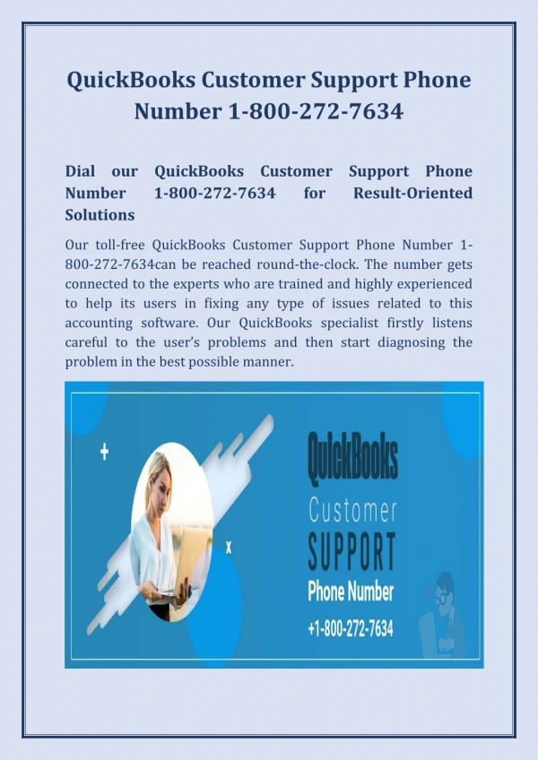 QuickBooks Customer Support Phone Number 1-800-272-7634