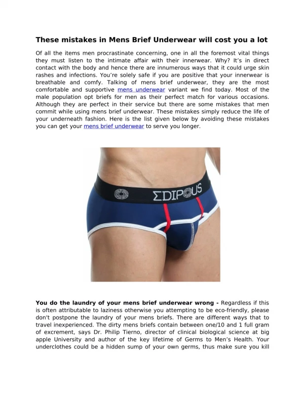 These mistakes in Mens Brief Underwear will cost you a lot