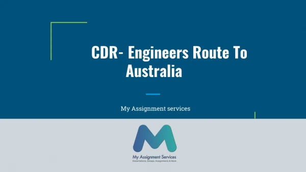 CDR- Engineers Route To Australia