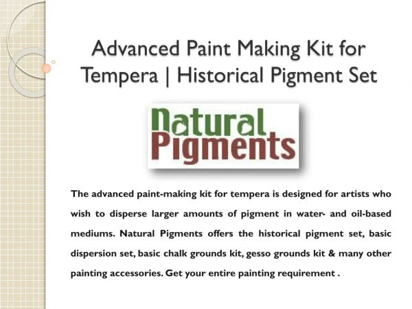 Advanced Paint Making Kit for Tempera | Historical Pigment Set