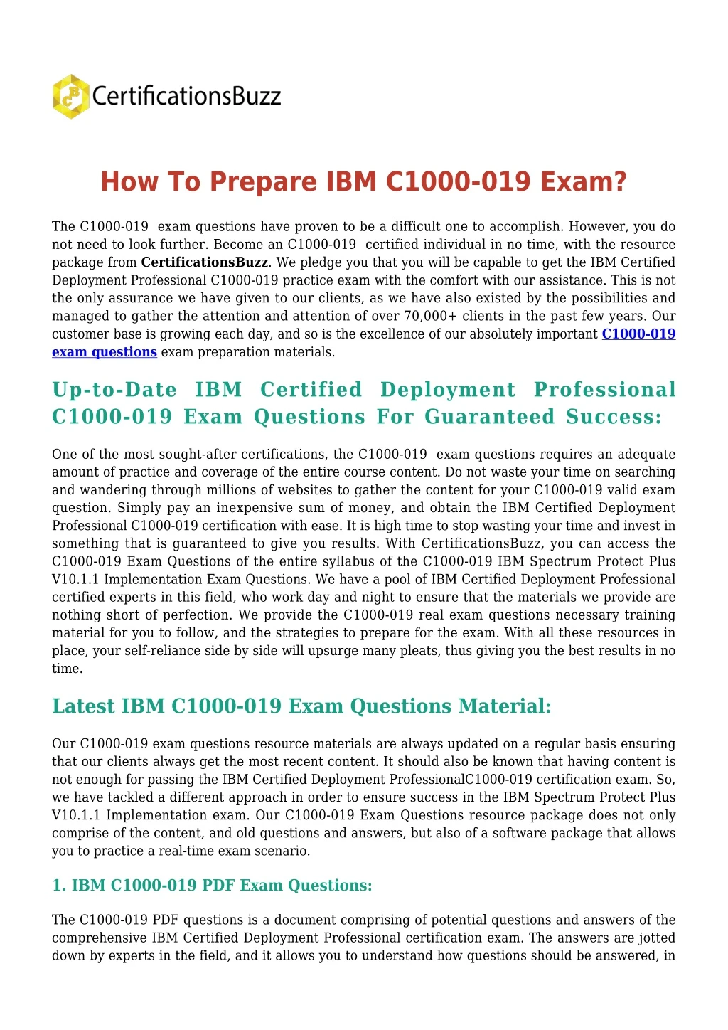 how to prepare ibm c1000 019 exam
