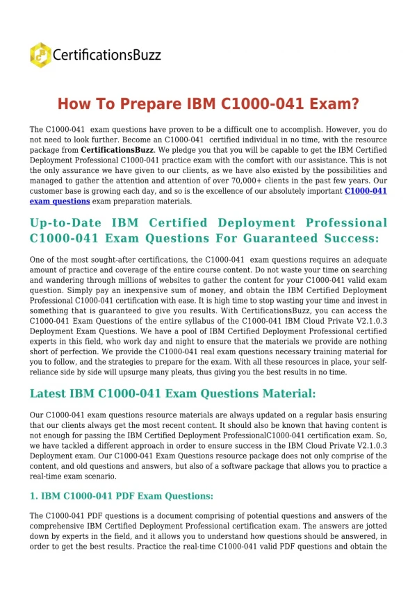 IBM C1000-041 [2019] Exam - Real Exam Questions