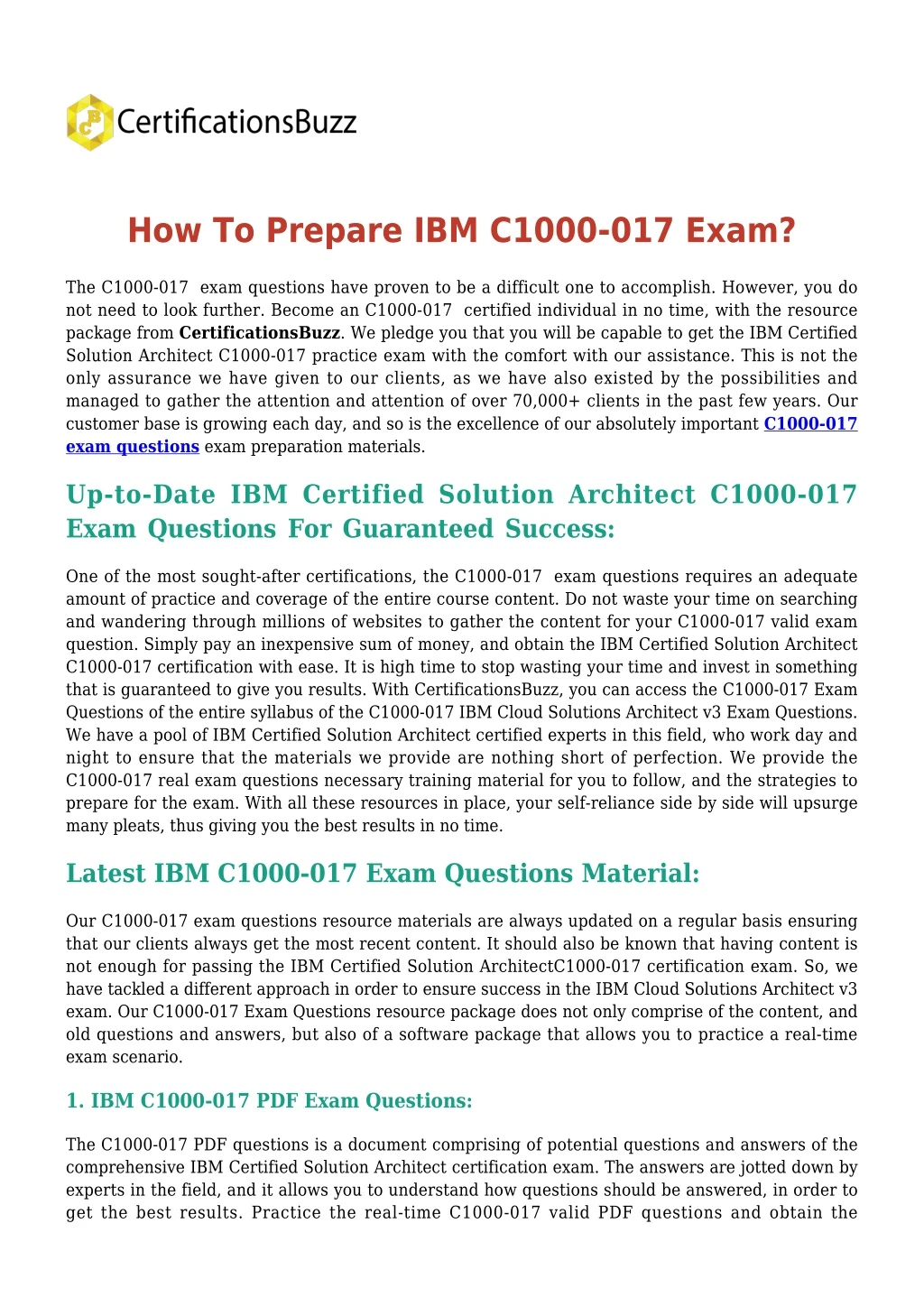 how to prepare ibm c1000 017 exam