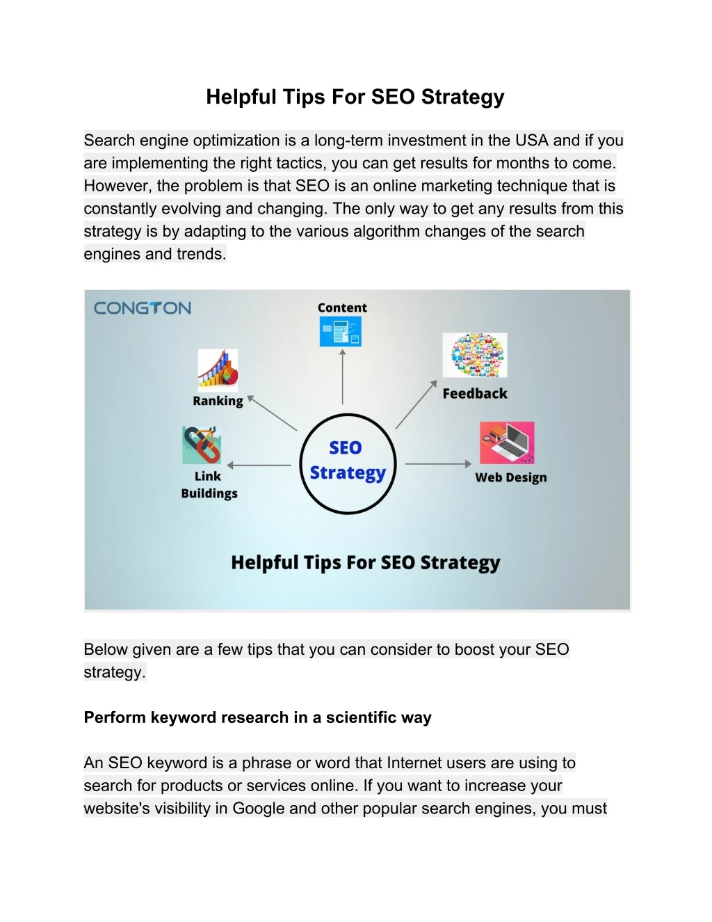 helpful tips for seo strategy