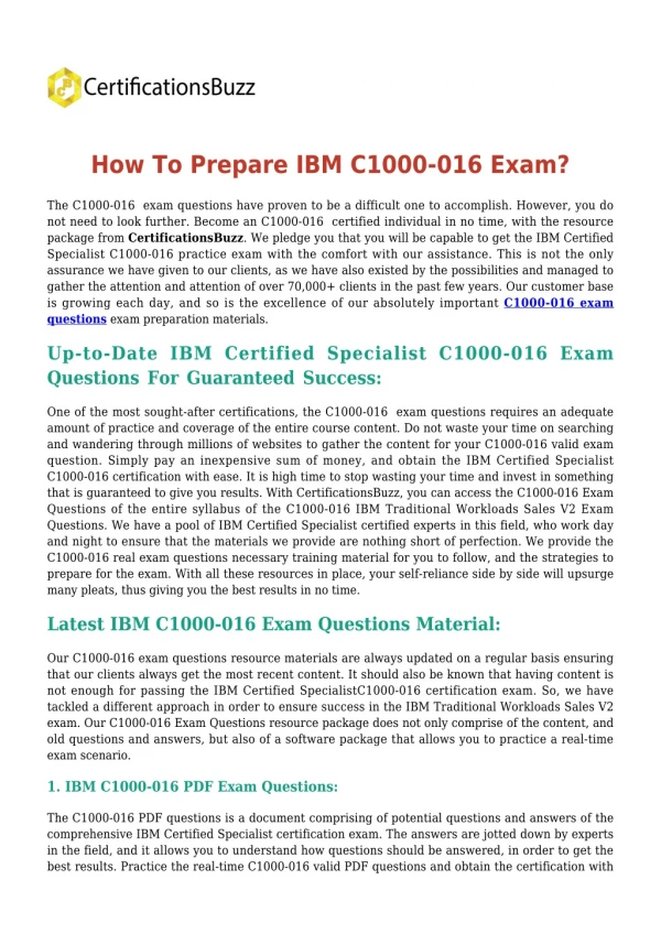 IBM C1000-016 [2019] Exam Questions - Pass Exam In First Attempt