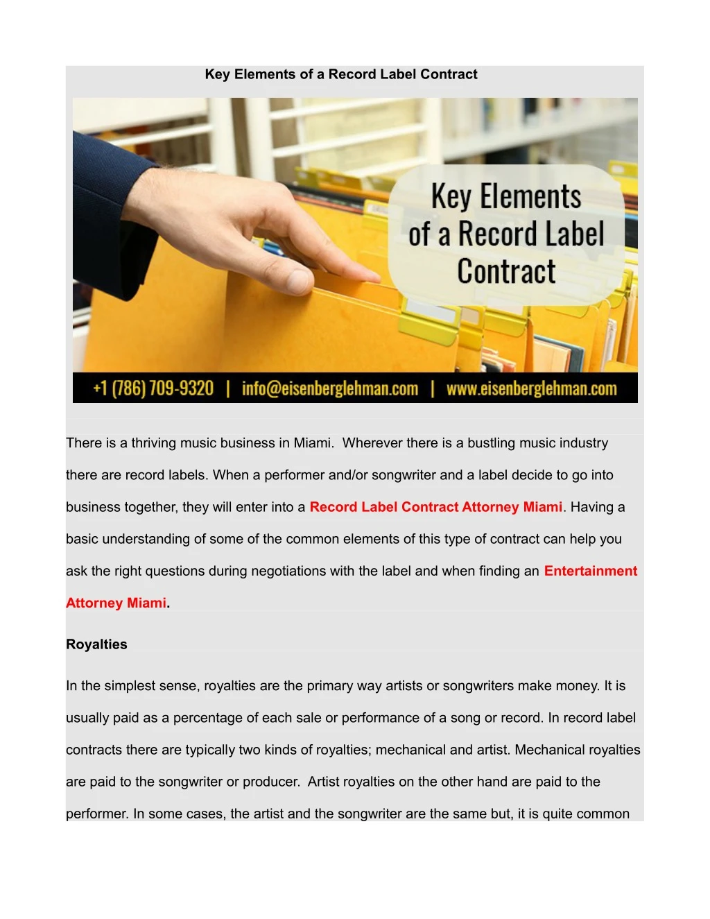 key elements of a record label contract