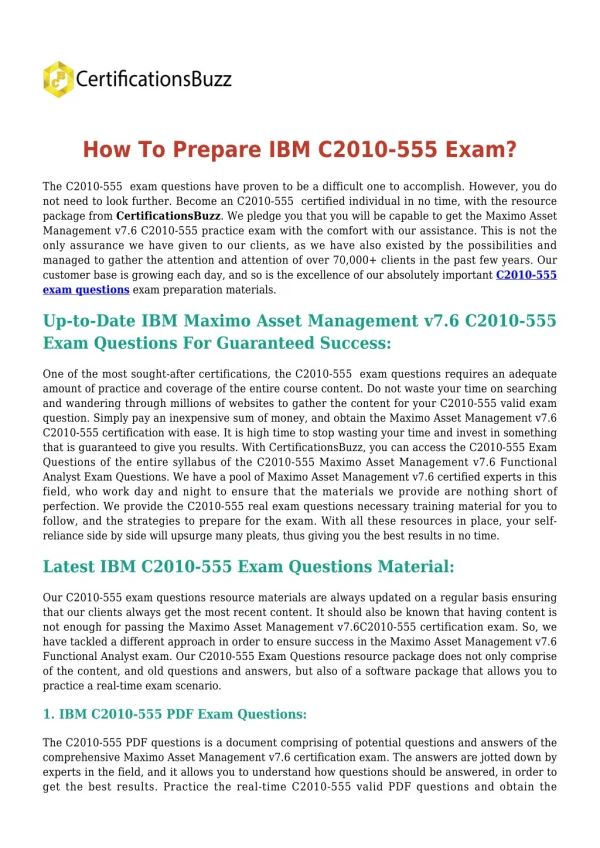 IBM C2010-555 [2019] Exam Questions - Success Secret