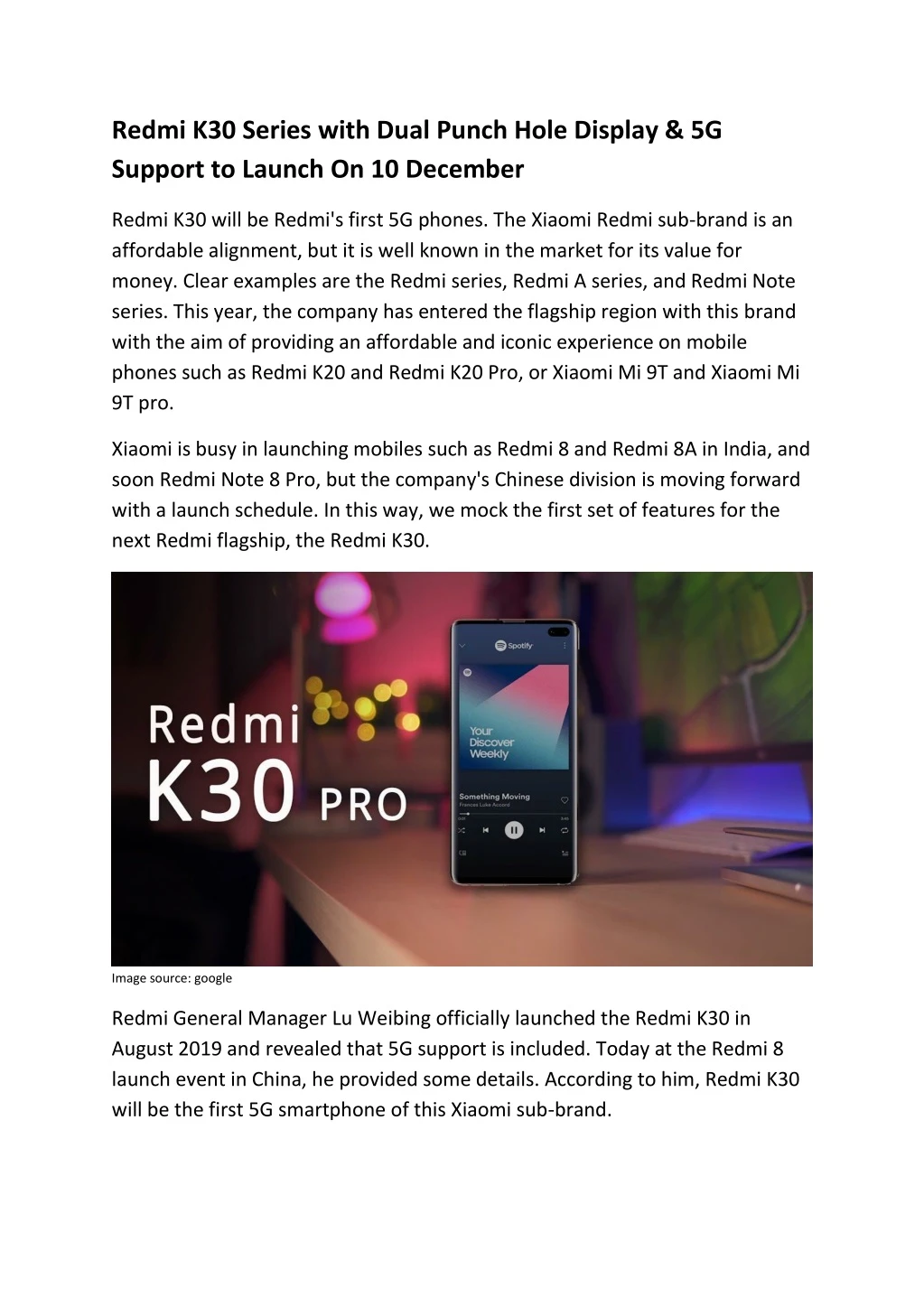 redmi k30 series with dual punch hole display