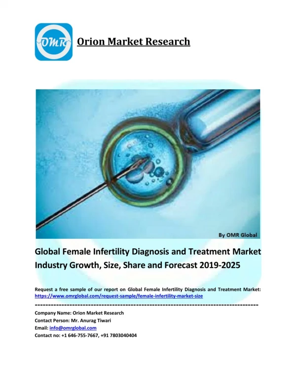 Global Female Infertility Diagnosis And Treatment Market Segmentation, Forecast, Market Analysis, Global Industry Size a
