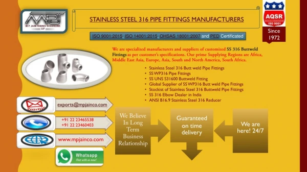stainless steel 316 pipe fittings manufacturers