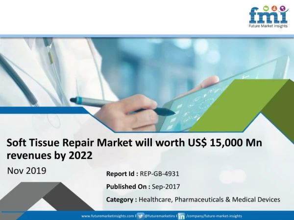 Soft Tissue Repair Market is Expected to Surpass US$ 15,000 Mn revenues by 2022