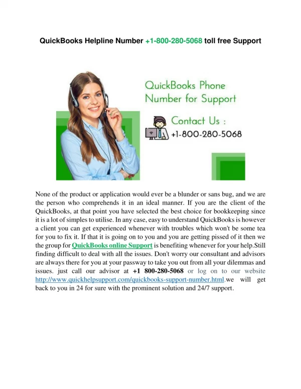 Quickbooks customer service  1 800-280-5068| 24/7 support phone number (USA)