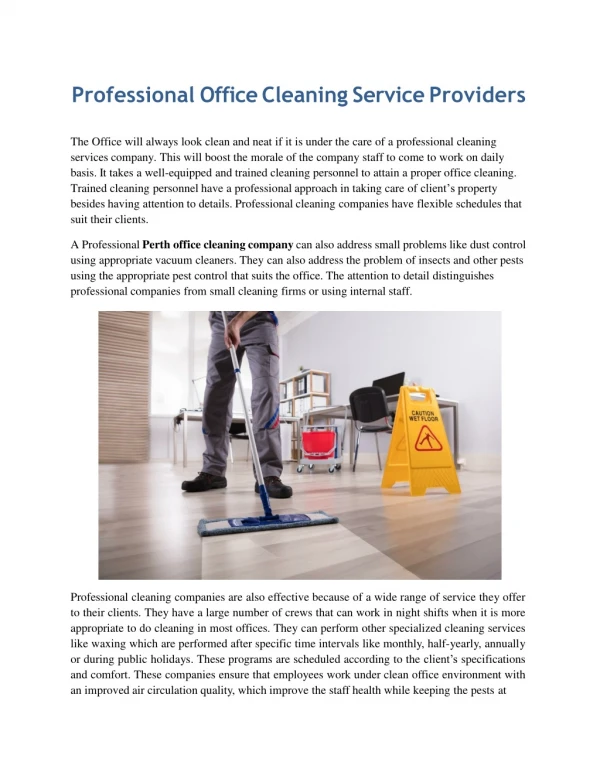 Perth Office Cleaning Services
