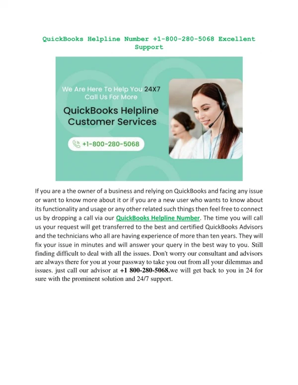 QuickBooks Helpline Number | Dial @ ( 1-800-280-5068)