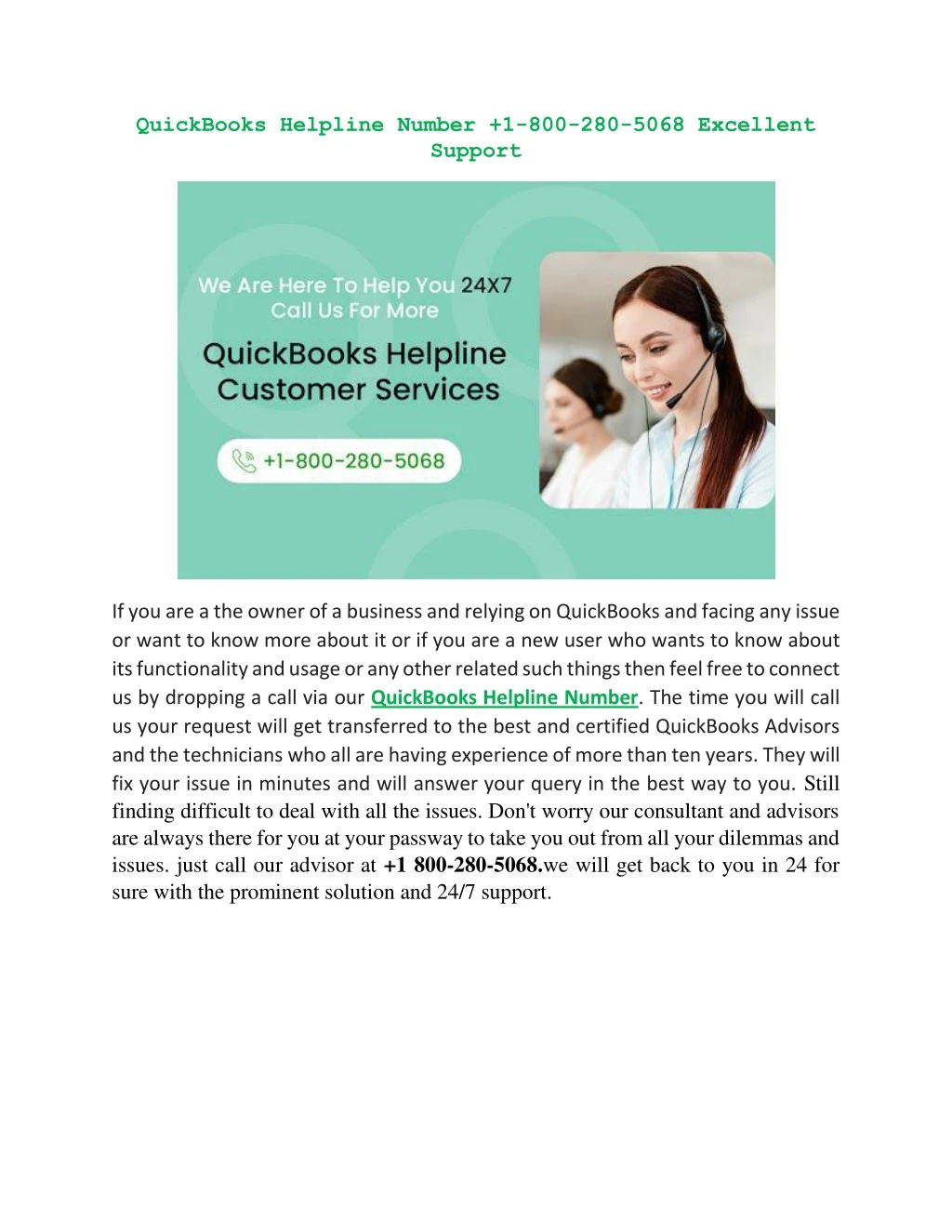 quickbooks helpline number 1 800 280 5068