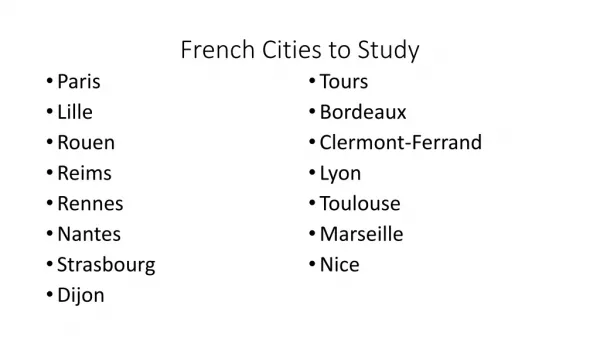 French Cities to Study
