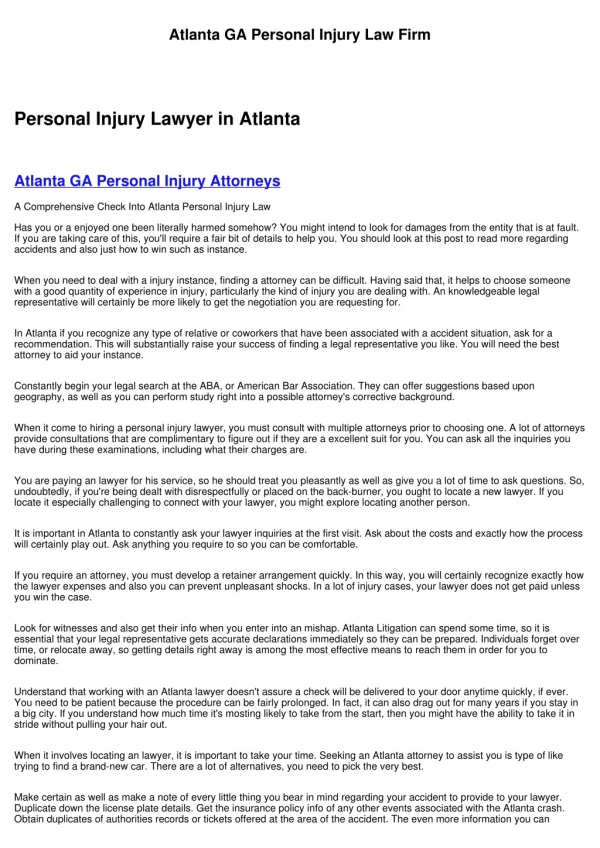 Personal Injury Attorney Atlanta GA