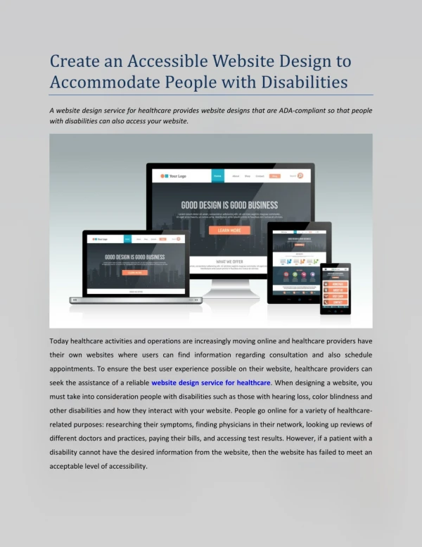 Create an Accessible Website Design to Accommodate People with Disabilities