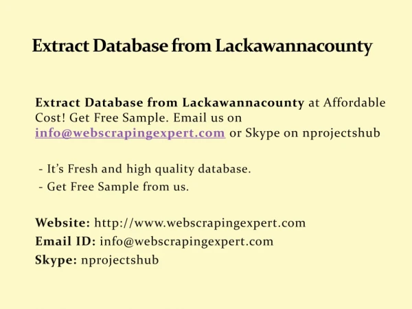 Extract Database from Lackawannacounty
