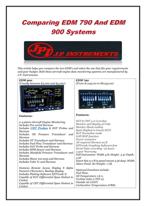 Comparing EDM 790 And EDM 900 Systems