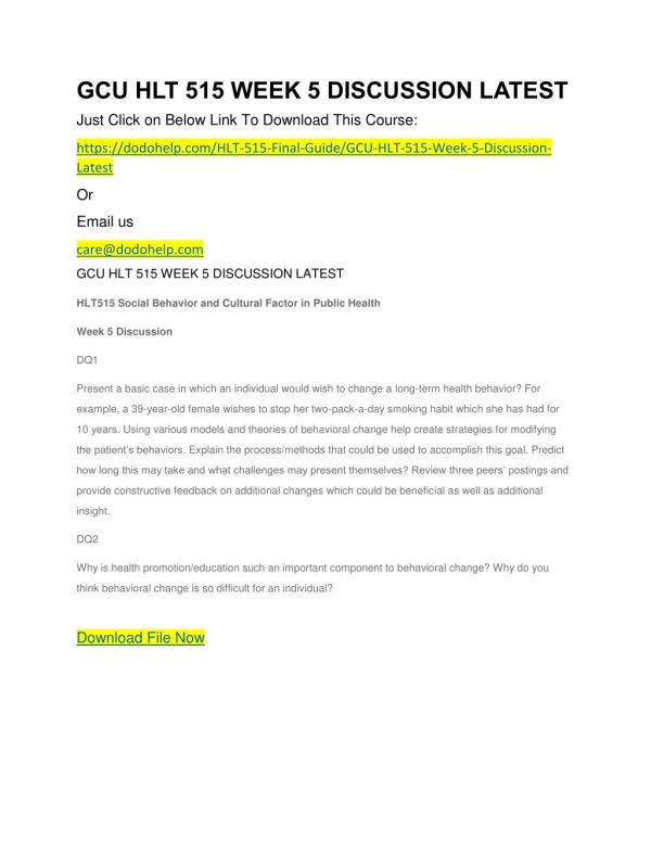 gcu hlt 515 week 5 discussion latest just click