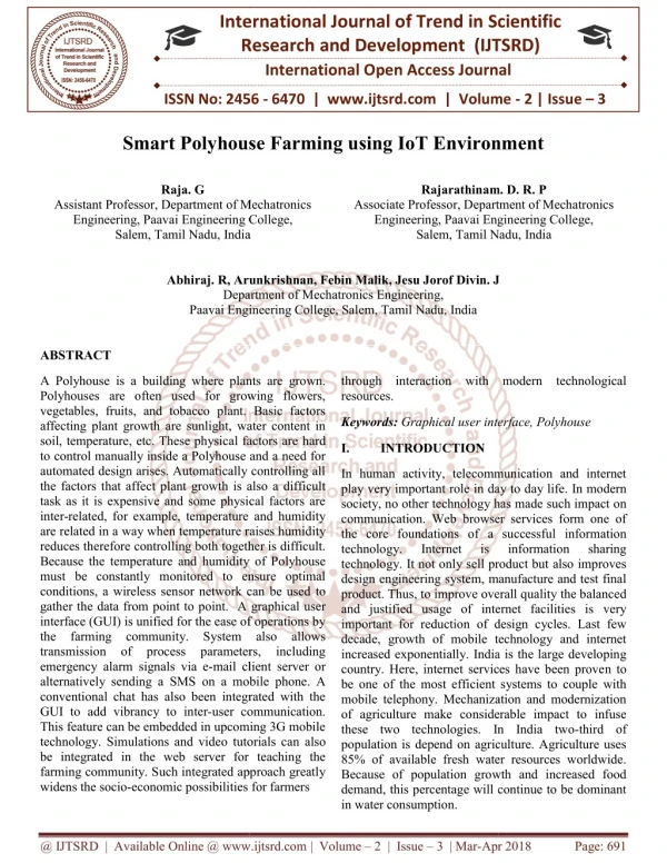 Smart Polyhouse Farming using IoT Environment