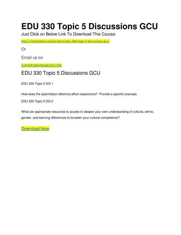 EDU 330 Topic 5 Discussions GCU