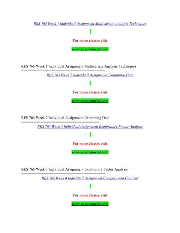 RES 765  Success Begins / snaptutorial.com